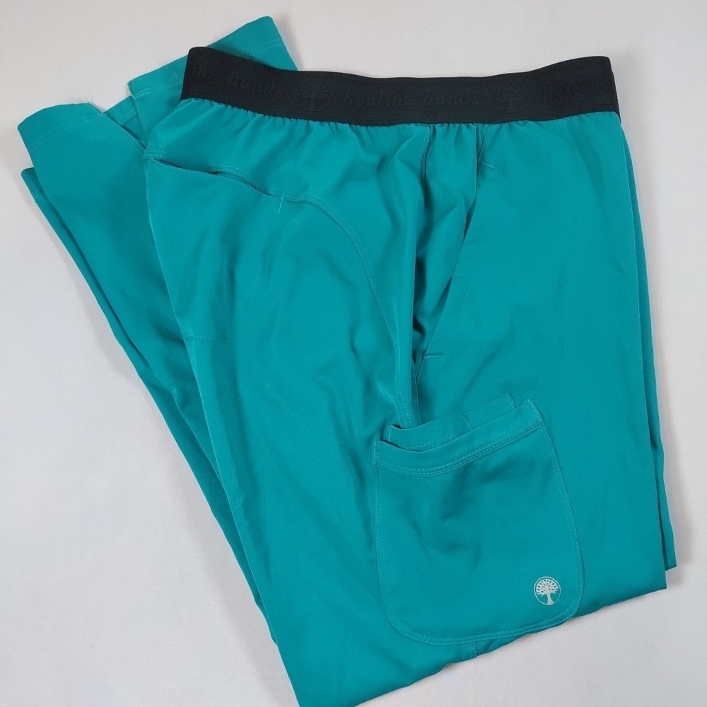 Healing Hands HH WORKS Women's Scrubs Pants Pant Teal Large P Petite L